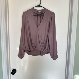 Choker collar v neck wrap blouse